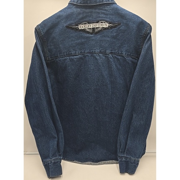 Vtg Original Harley Davidson Women's Jacket L Denim Biker Motorcycle Y2K - Picture 2 of 9